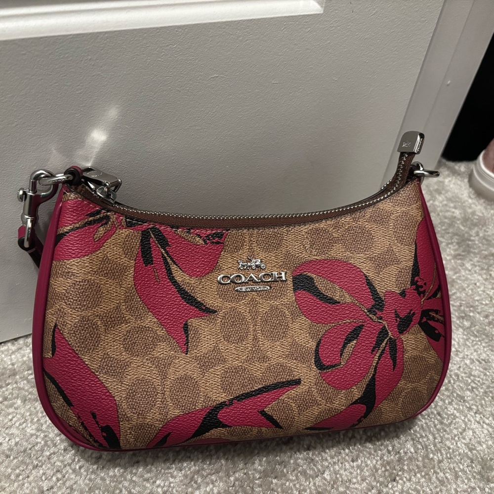 Coach Floral Pink and Brown Shoulder Bag